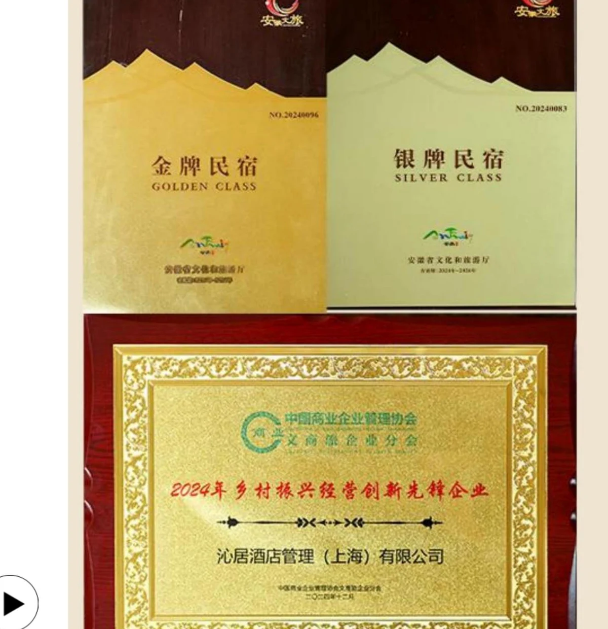 乡村振兴经营创新示范企业证书